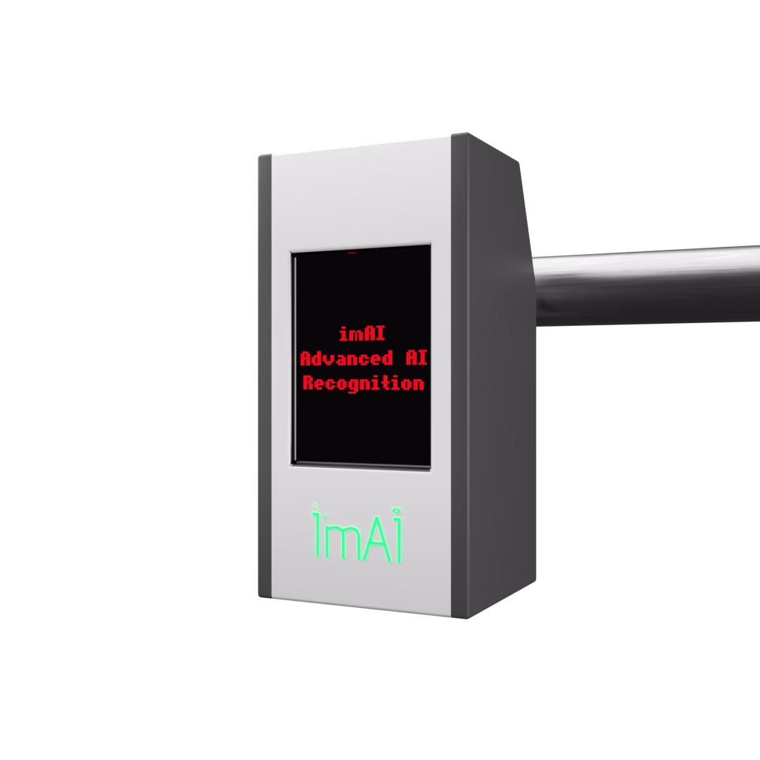 imAI smart automatic boom barrier featuring an integrated center display unit for real-time vehicle access status