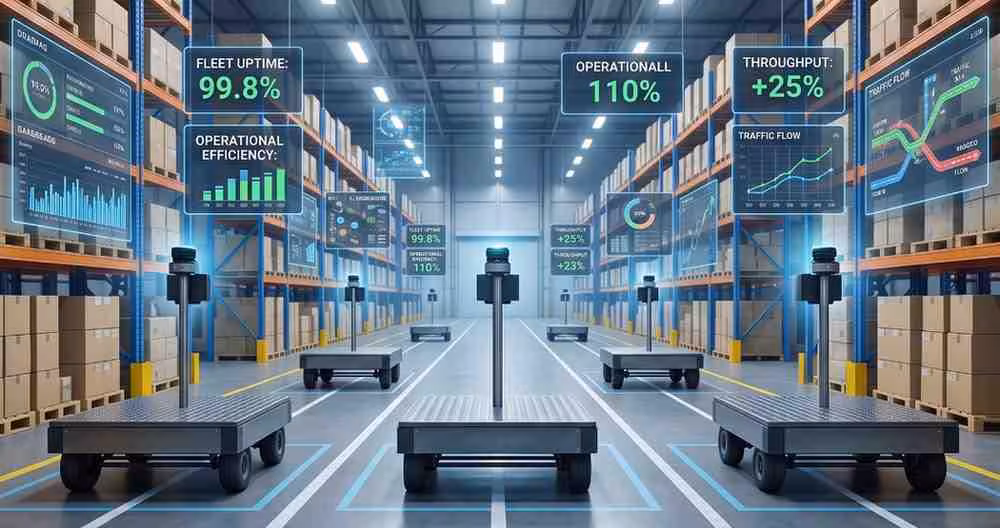 imAI industrial AGV and AMR automated material handling system optimizing line-side delivery and logistics in smart factories