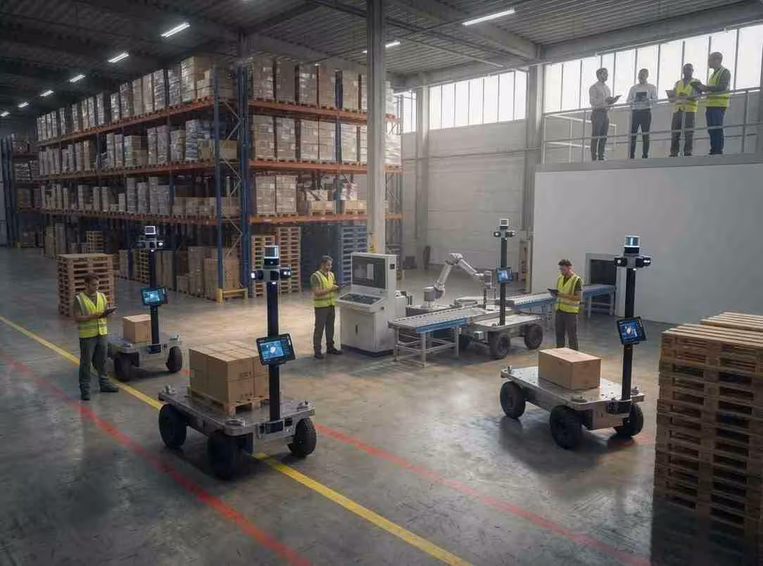 imAI robotics and automation engineering team designing custom AGV and AMR solutions for industrial manufacturing