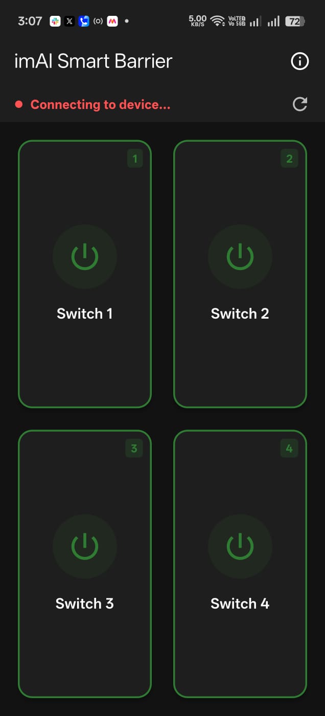 imAI Smart Barrier local network gate remote mobile application interface