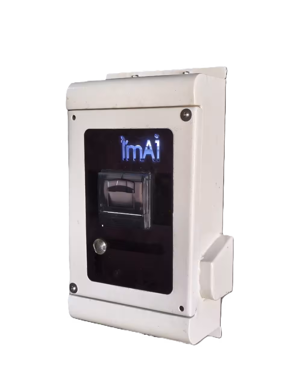 imAI automatic parking ticket dispenser enclosure featuring robust push-button and built-in thermal printer
